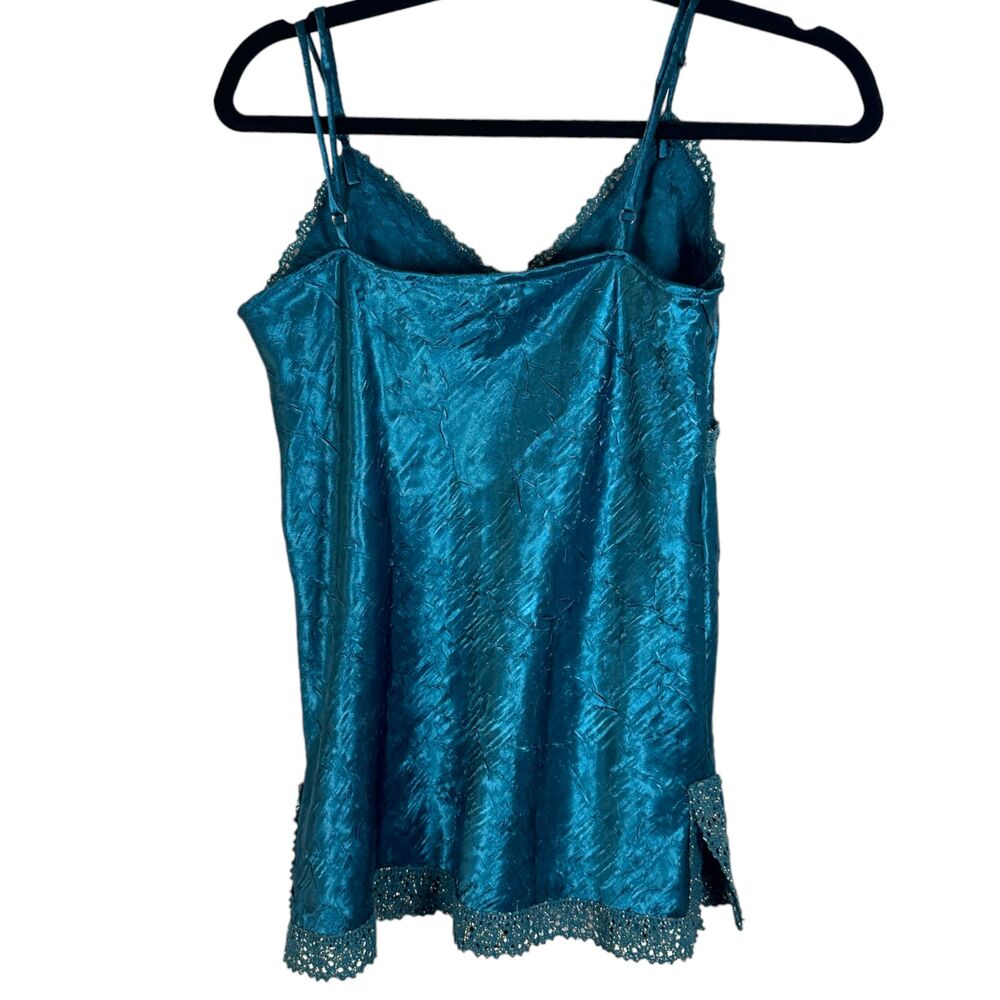 Mixit Crinkle Crochet Teal 90s Style Sleeveless Blouse size Medium NEW with Tags - Picture 2 of 6